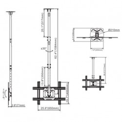 Kaloc Rotated Tilted Ceiling TV Mount For 32" To 80"