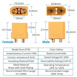 XT-90 MALE AND FEMALE CONNECTORS