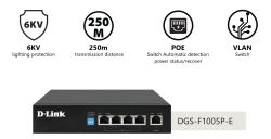 DLINK DGS-F1005P-E 4+1 60 WATTS 1GBPS 250M POE SWITCH