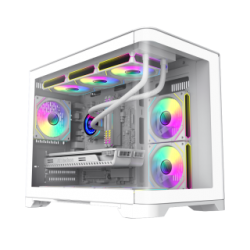 GameMax HYPE-M WH M-ATX  White Chassis Front Panel curved gl