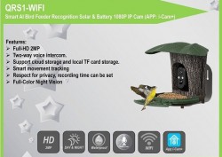 SMART AI BIRD FEEDER SOLAR POWERED CAMERA QRS1-WIFI