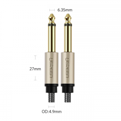 UGREEN 10636 6.5MM 1/4" MALE TO MALE AUX AUDIO CABLE 1M