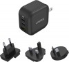 UNITEK P1108ABK TRAVEL TRI GaN 3 Ports 66W Charger with USB 