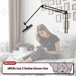 eDSLRs 3 Section Lazy Long Scissors Arm 105cm with iPad Tabl