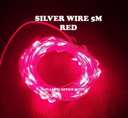 5M SILVER WIRE RED LED ( BATTERY PACK ) FAIRY LIGHT