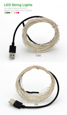 USB LED 10M FAIRY LIGHT SILVER WIRE RGB LED