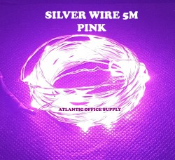 USB LED 5M FAIRY LIGHT SILVER WIRE PINK LED