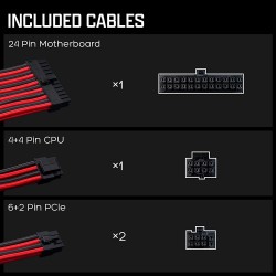 Tecware Flex PSU Extension Set - Black/Red