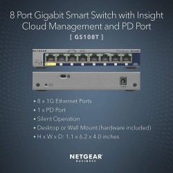 NETGEAR GS108T-300UKS 8P GE SMART MANAGED PRO SWITCH