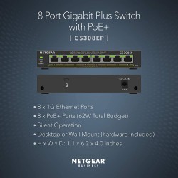 NETGEAR GS308EP 8-Port PoE+ Gigabit Managed Desktop Switch (