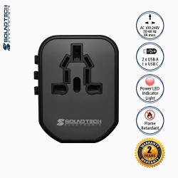 SOUNDTECH TA-620 TRAVEL ADAPTOR W/USB A+C QUICK CHARGER