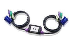 ATEN CS62A 2-port PS/2 Cable KVM. Cable length: 1.2m. Audio 
