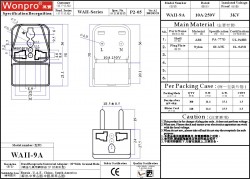 WONPRO WAII-9A TRAVEL ADAPTER