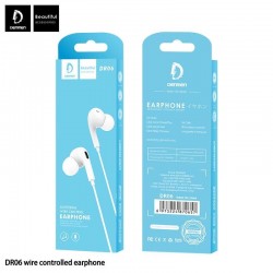 DENMEN DR06 UNIVERSAL WIRE CONTROL EARPHONE (BLACK/WHITE)