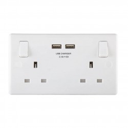 BRITISH GENERAL 2 GANG WALL SOCKET WITH 2 USB CHARGING PORT