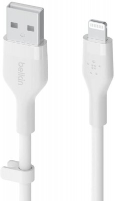 BELKIN USB-A to LTG, SILICONE, 1M, WHT CAA008bt1MWH