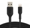 USB-A to LTG, BRAID SIL, 1M, BLK Magnetic management