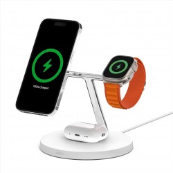 Belkin 3 in 1 Wireless Charging Stand with MagSafe WHITE WIZ