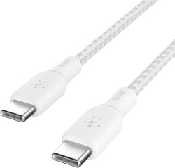 BELKIN BRAIDED USBC TO C 2.0 100W CABLE 3M WHT CAB014BT3MWH