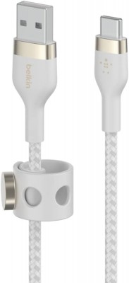 BELKIN USB-A to USB-C, BRAID SIL, 1M, WHT Magnetic managemen