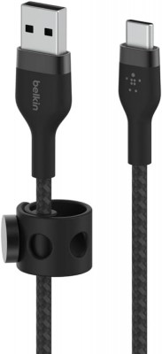 BELKIN USB-A to USB-C, BRAID SIL, 1M, BLK Magnetic managemen