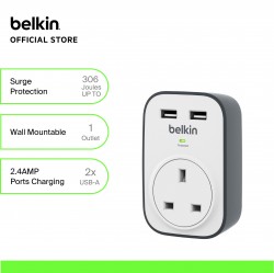 BELKIN SURGECUBE BSV103SA 1 OUTLET 2 USB PORT