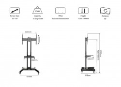 QUEENIE MOVABLE TROLLEY TV STAND KLC-L65X 32"-65" 45.5KG