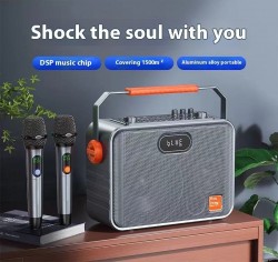WIRELESS BLUETOOTH PORTABLE AMPLIFIER WITH 2 MICROPHONE