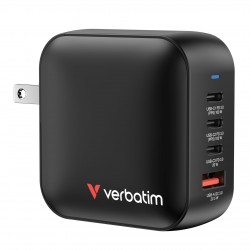 Verbatim Mini GaN Charger 100W 4 Port US Plug w EU and UK Ad