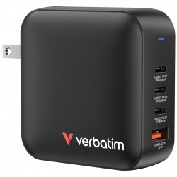 Verbatim Mini GaN Charger 165W 4 Port US Plug w EU and UK Ad