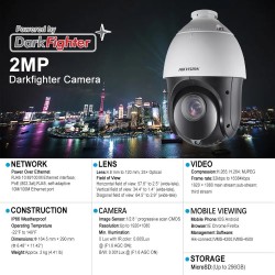 HIKVISION DS-2DE4225IW-DE(T5) 25X PTZ POE IP HD1080P 2MP.