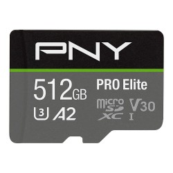 PNY Micro SD Pro Elite U3/A2/V30 512GB P-SDUX512U3100PRO-GE