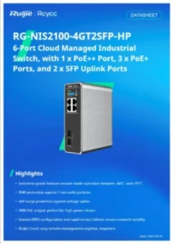 Ruijie RG-NIS2100-4GT2SFP-HP 6-Port Cloud Industrial Switch