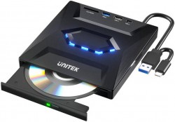 Unitek T1037A01 5-in-1 External Optical Drive with USB Hub (