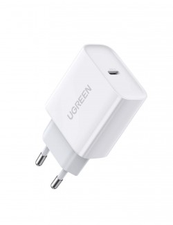 UGREEN CD137-60451 USB C 20W PD charger UK Plug, White, Saft