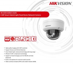 HIKVISION DS-2CD1163G2-LIU 2.8MM 3K 6MP POE DOME CAMERA
