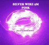 5M SILVER WIRE PINK LED ( BATTERY PACK ) FAIRY LIGHT