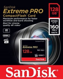 SANDISK EXTREME PRO CF MEMORY CARD 160MB/S 128GB