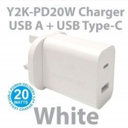 Y2K 20 WATT PD CHARGING ULTRA FAST CHARGER (WHITE)
