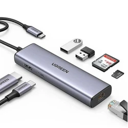 UGREEN CM512-90568 7 in 1 USB-C to 2*USB3.0+HDMI@30hz+RJ45+S